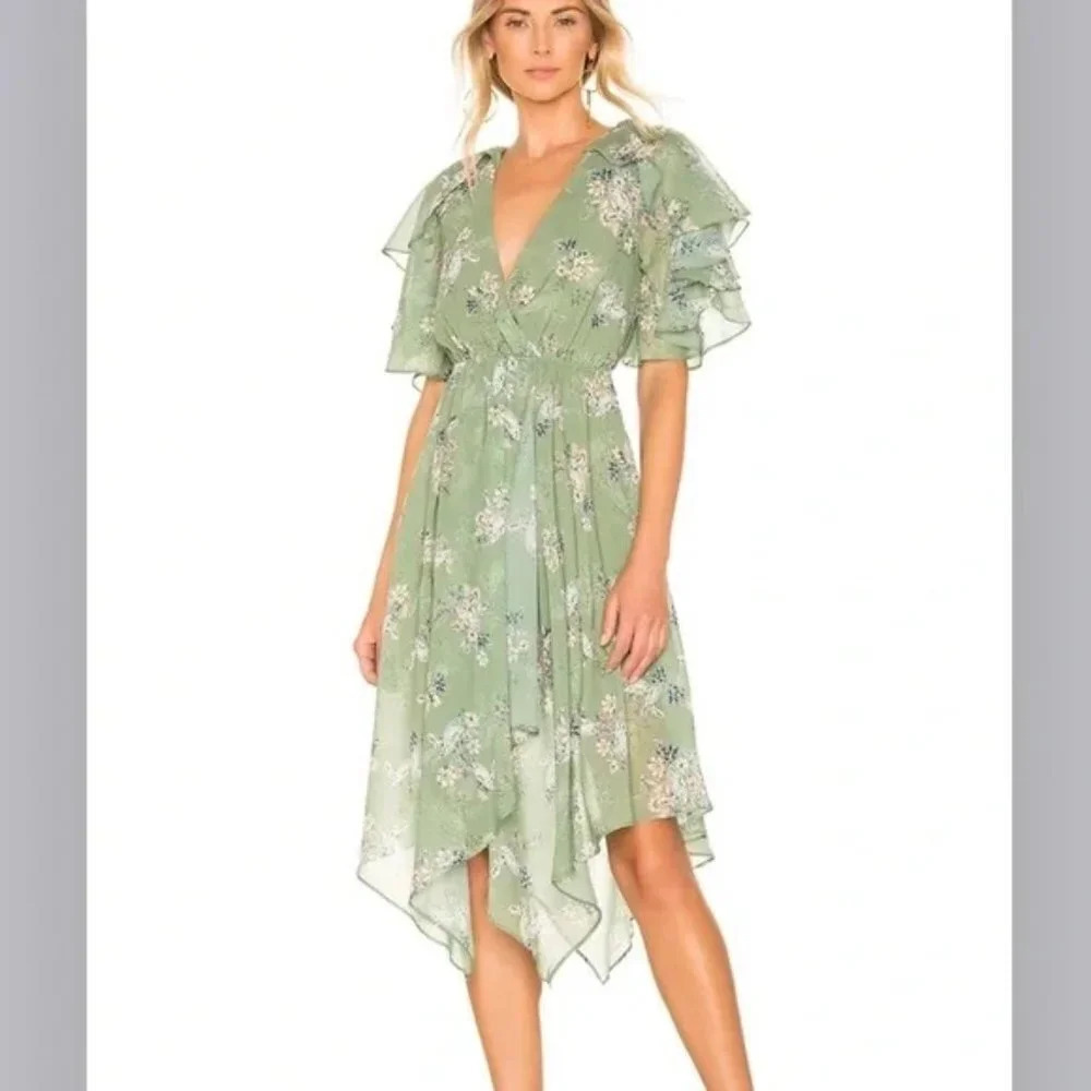 House of Harlow 1960 x REVOLVE Celcilio Dress in Sage Floral Size XS